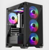 KEEP OUT XC-201 GLASS Micro Tower Számítógépház + 4db 120mm ventilátor - Fekete