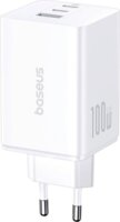 Baseus EnerFill FE11 USB-A / 2x USB-C Hálózati Gyorstöltő Adapter 100W - Fehér