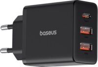 Baseus Cube USB-C / 2x USB-A Hálózati Gyorstöltő Adapter 30W - Fekete