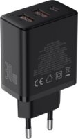 Baseus Cube USB-C / 2x USB-A Hálózati Gyorstöltő Adapter 30W - Fekete
