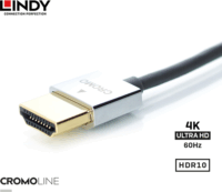 Lindy 41670 Cromo Slim HDMI 2.0 Apa - HDMI 2.0 Apa 4K 60Hz Kábel 0.5m - Fekete