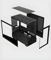 KEEP OUT XC-301 GLASS Micro Tower Számítógépház + 3db 120mm ventilátor - Fekete