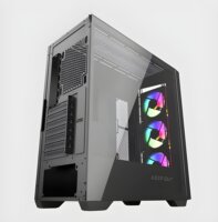 KEEP OUT XC-500 GLASS Midi Torony + 3db 120mm ventilátor - Fekete