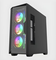 KEEP OUT XC-500 GLASS Midi Torony + 3db 120mm ventilátor - Fekete