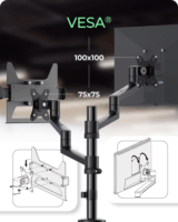 ICY BOX IB-MS622-T 17"-32" Monitor asztali tartó kar - Fekete