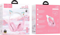 Hoco W42 Cat Bluetooth mikrofonos gyerek fejhallgató - Rózsaszín