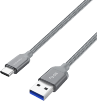 Nevox USB-A 3.2 Apa - USB-C Apa Fonott Adat és Töltőkábel 1m - Szürke