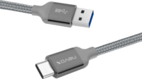 Nevox USB-A 3.2 Apa - USB-C Apa Fonott Adat és Töltőkábel 1m - Szürke
