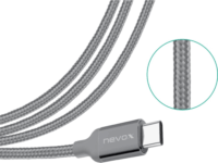 Nevox USB-A 3.2 Apa - USB-C Apa Fonott Adat és Töltőkábel 1m - Szürke