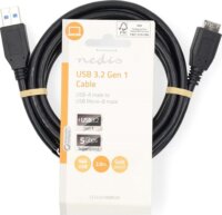 Nedis CCGL61500BK20 USB-A 3.2 Apa - Micro USB Apa Adatkábel 2m - Fekete