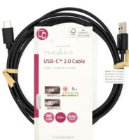 Nedis CCGL60601BK20 USB-A 2.0 Apa - USB-C Apa Adat és Töltőkábel 5W 2m - Fekete