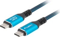 Lanberg CA-CMCM-45CU-0020-BK USB-C Apa 4.0 - USB-C Apa 4.0 Adat és Töltőkábel 240W 8K 60Hz 2m - Fekete