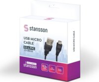 Stansson CS-204-D USB-A 2.0 Apa - Micro USB Adat és Töltőkábel 0.5m - Fekete