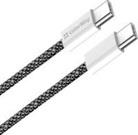 Colorway CW-CBPDCC061-BK USB-C 2.0 Apa - USB-C 2.0 Apa Fonott Adat és Gyorstöltő Kábel 60W 1m - Fekete