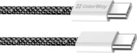 Colorway CW-CBPDCC061-BK USB-C 2.0 Apa - USB-C 2.0 Apa Fonott Adat és Gyorstöltő Kábel 60W 1m - Fekete