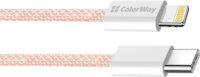 Colorway CW-CBPDCL061-P USB-C 2.0 Apa - Lightning Fonott Adat és Töltőkábel 27W 1m - Rózsaszín