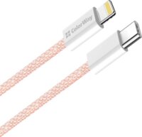 Colorway CW-CBPDCL061-P USB-C 2.0 Apa - Lightning Fonott Adat és Töltőkábel 27W 1m - Rózsaszín