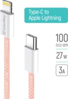 Colorway CW-CBPDCL061-P USB-C 2.0 Apa - Lightning Fonott Adat és Töltőkábel 27W 1m - Rózsaszín