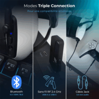 Spirit of Gamer MIC-XH1400 Wireless RF + Bluetooth Fejhallgató Headset - Fekete / Fehér