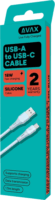 AVAX CB3302 USB-A Apa - USB-C Apa Szilikon Adat és Töltőkábel 18W 1.5m - Világoskék