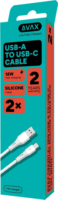 AVAX CB4301 USB-A Apa - USB-C Apa Szilikon Adat és Töltőkábel Csomag 18W 1.5m - Fehér (2db/csomag)