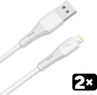 AVAX CB4302 USB-A Apa - Lightning Szilikon Adat és Töltőkábel Csomag 1.5m - Fehér (2db/csomag)
