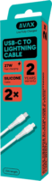AVAX CB4304 USB-C Apa - Lightning Szilikon Adat és Töltőkábel Csomag 27W 1.5m - Fehér (2db/csomag)
