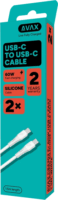 AVAX CB4303 USB-C Apa - USB-C Apa Szilikon Adat és Töltőkábel Csomag 60W 1.5m - Fehér (2db/csomag)