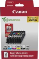 Canon PGI-530 / CLI-531 Photo Value Eredeti Tintapatron Multipack + 50 db Fotópapír - Többszínű