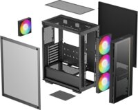 DeepCool MATREXX 55 V4 C Midi Torony Számítógépház + 3 db 140mm ventilátor + 1 db 120mm ventilátor - Fekete