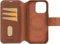 Decoded Magsafe Apple iPhone 16 Pro Flip Bőrtok Levehető pénztárcával - Barna