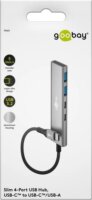 Goobay Slim 76563 USB-C/USB-A 3.2 4-port HUB - Ezüst/Fekete