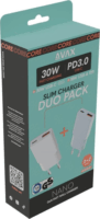 AVAX CH641W & CH641LB GaN USB-C és USB-A Gyorstöltő Duo csomag 30W - Fehér