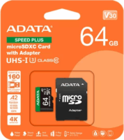 ADATA MicroSDXC 64GB Memóriakártya + Adapter Speed Plus UHS-I U3 (160/140)