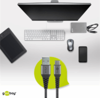 Goobay 49296 USB-A 2.0 Apa - USB-C Apa Adat és Töltőkábel 1m - Fekete / Ezüst