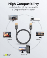 Goobay 77444 DisplayPort 2.1 Apa - DisplayPort 2.1 Apa 8K 120Hz Kábel 1m - Fekete / Ezüst