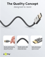 Goobay 77444 DisplayPort 2.1 Apa - DisplayPort 2.1 Apa 8K 120Hz Kábel 1m - Fekete / Ezüst