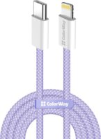 ColorWay CW-CBPDCL061-PU USB-C 2.0 Apa- Lightning Adat és Töltőkábel 27W 1m - Lila