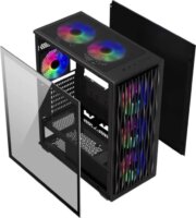 G.Skill GC-AKGW5-GM2 Midi Torony Számítógépház + 4db 120mm bentilátor + Fan HUB - Fekete