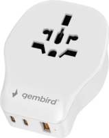 Gembird TPA-1A2C20-02-W Univerzális utazó adapter 20W - Fehér