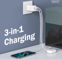 Digitus DA-10303 USB-A / 2x USB-C Hálózati Gyorstöltő Adapter 67W - Fehér
