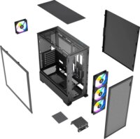 Silentware Core 100 ARGB Midi Torony Számítógépház + 4db 120mm ARGB ventilátor - Fekete