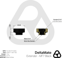 Thermal Grizzly TG-DM-FIT-0005 DeltaMate Extender G1/4" anya - G1/4" apa MF7 Adapter - Fekete