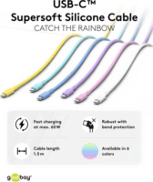 Goobay 77741 USB-C 2.0 Apa - USB-C 2.0 Apa Szilikon Adat és Töltőkábel 60W 1.5m - Kék