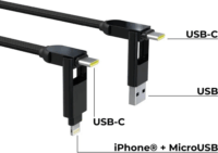 Rolling Square inCharge XL USB‑A Apa - USB‑C Apa 2.0 Adat és Töltőkábel 100 Watt 0,3m - Fekete