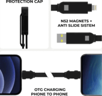 Rolling Square inCharge XL USB‑A Apa - USB‑C Apa 2.0 Adat és Töltőkábel 100 Watt 0,3m - Fekete
