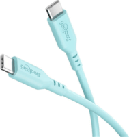 Goobay 77744 USB-C 2.0 Apa - USB-C 2.0 Apa Szilikon Adat és Töltőkábel 60W 1.5m - Türkiz