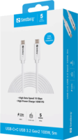 Sandberg 136-76 USB.C 3.2 Apa - USB-C 3.2 Apa Adat és Töltőkábel 100W 5m - Fehér