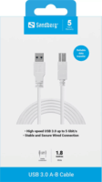 Sandberg 509-23 USB-A 3.0 Apa - USB-B Nyomtatókábel 1.8m - Fehér