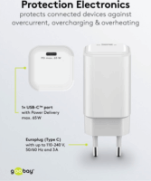 Goobay 79156 USB-C Hálózati Gyorstöltő Adapter 65W - Fehér